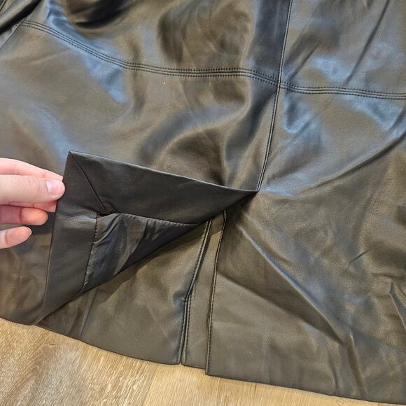 Perspective Black Faux Leather Button Front Collared Jacket Blazer sz 46 NWT - Picture 9 of 9